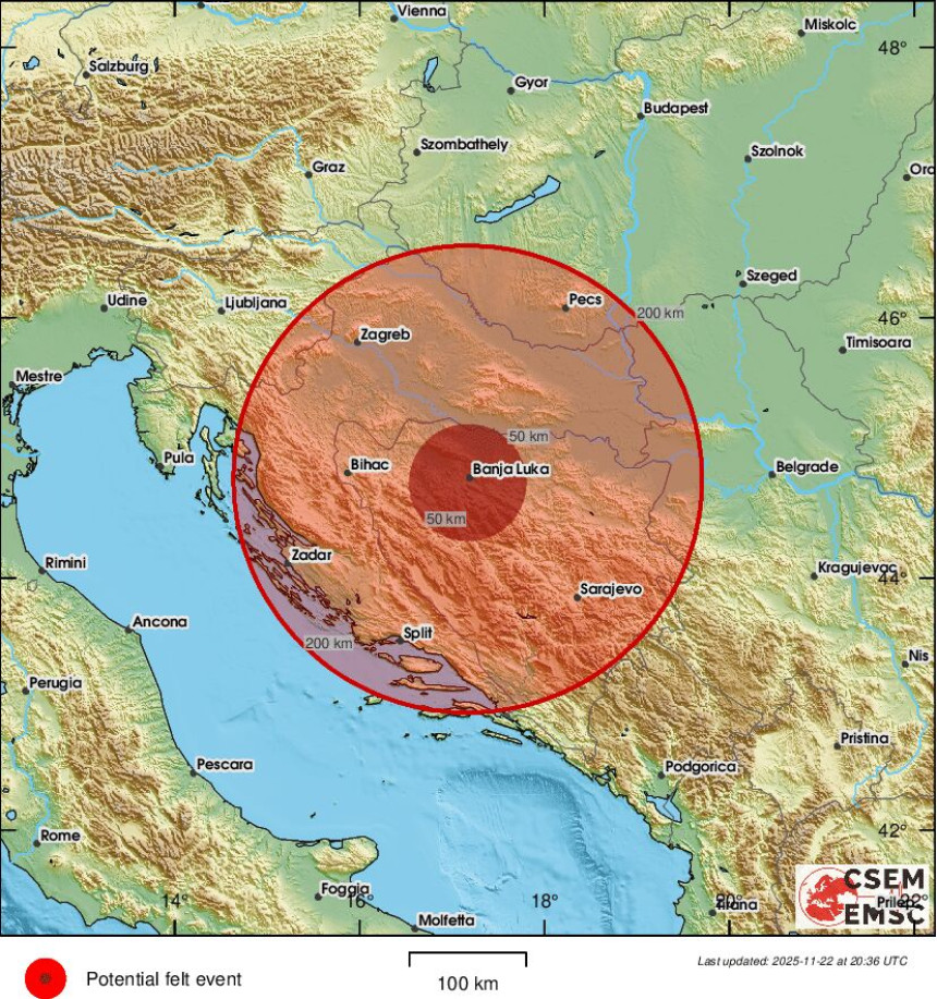 Zemljotres u Banjaluci: "Potresao jako, ali kratko"