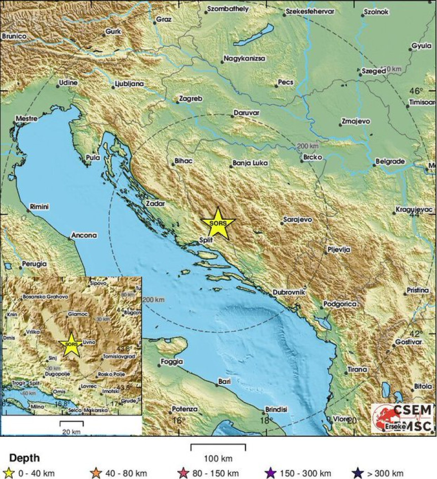 Снажан земљотрес погодио БиХ, осјетио се и у Далмацији