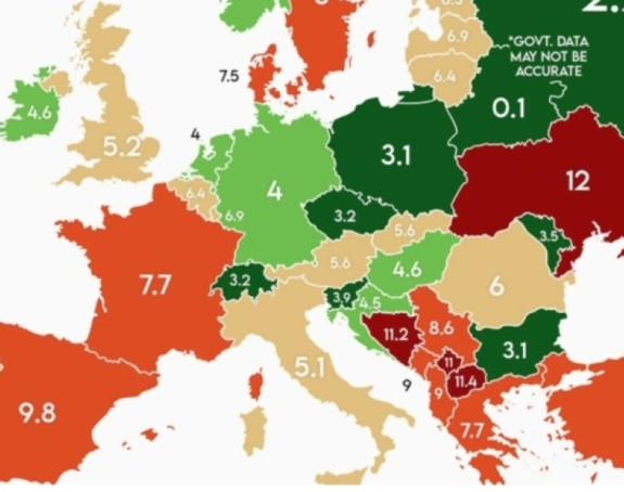 Погледајте како изгледа европска мапа незапослености