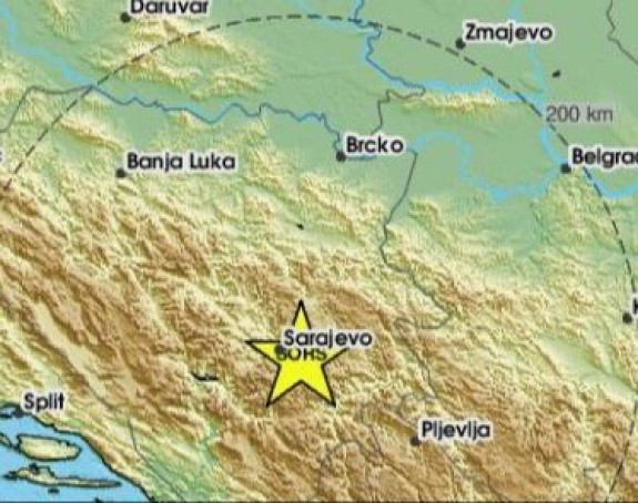 Zemljotres jačine 3 stepena pogodio područje Sarajeva
