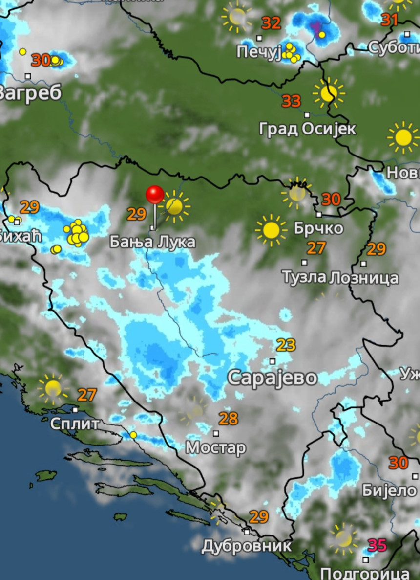 Stigla najavljena promjena vremena, mogući pljuskovi