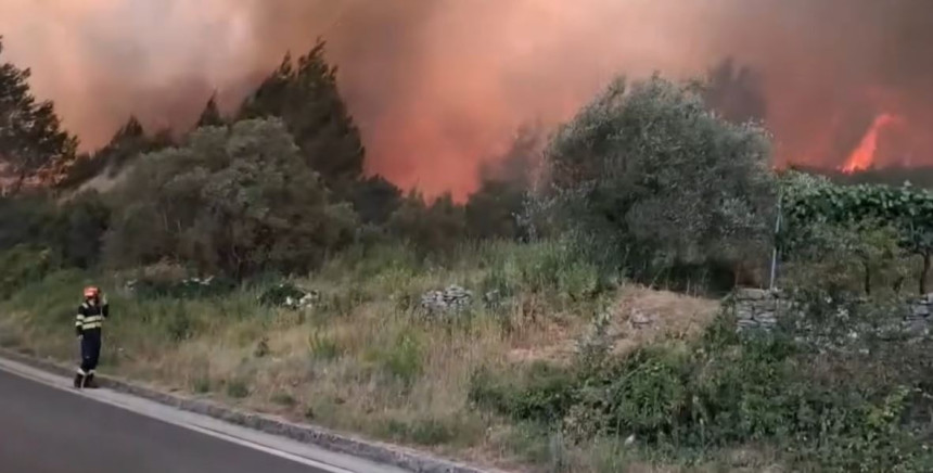 Požar na Korčuli: Zatvorena cesta - stigli kanaderi