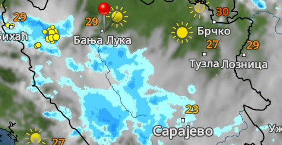 Стигла најављена промјена времена, могући пљускови