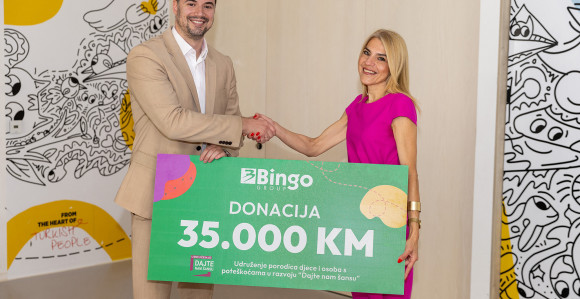 Бинго Гроуп донирао 35.000 КМ центру „Дајте нам шансу“