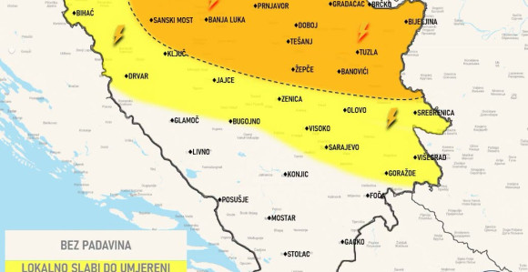 U BiH stiže zahlađenje: Ponegdje jak do olujni vjetar i grad
