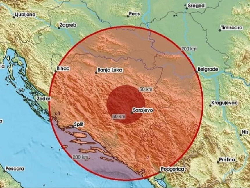 Zemljotres jutros zatresao BiH, kod Sarajeva epicentar