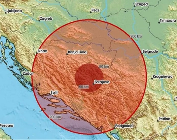 Zemljotres jutros zatresao BiH, kod Sarajeva epicentar