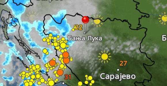 Upaljen meteoalarm u BiH, stižu pljuskovi, led i jak vjetar
