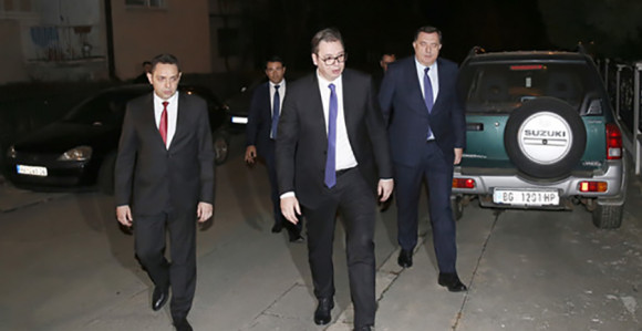 Dodik i Vučić u domu Šaulića