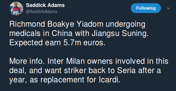 Senzacija iz Gane: Boaći ide u Inter?!