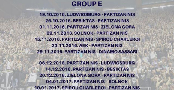 FIBA-ina LŠ - raspored: Partizan pred "Grobarima" 1. novembra
