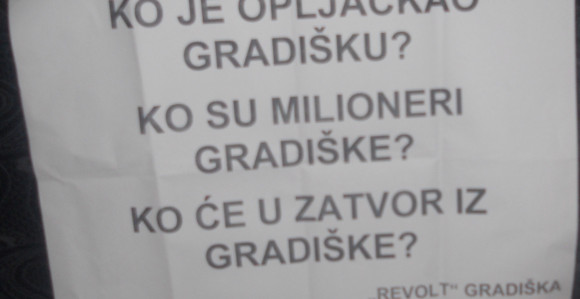 Plakati: Ko je opljačkao Gradišku?