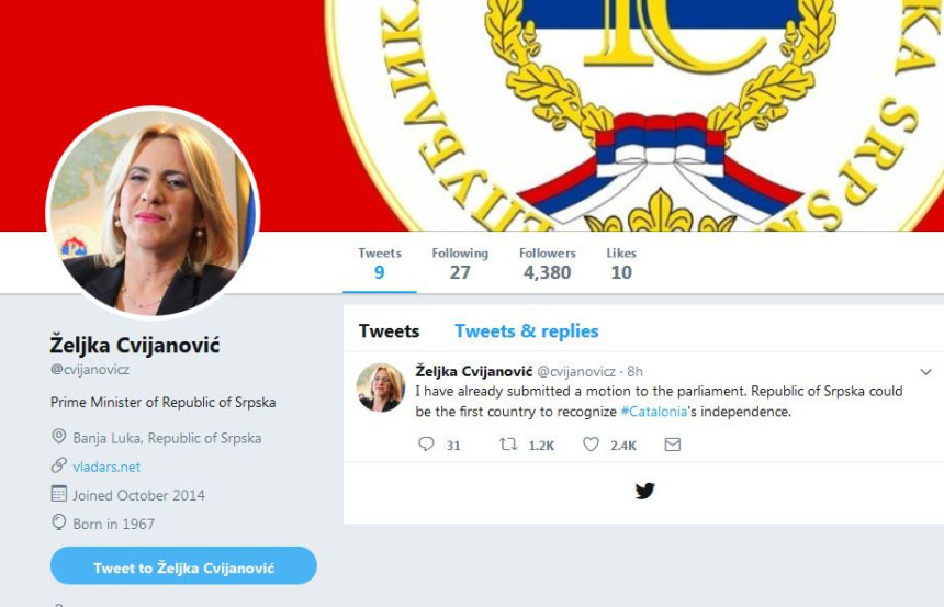 Premijerka nema "Tviter" profil?