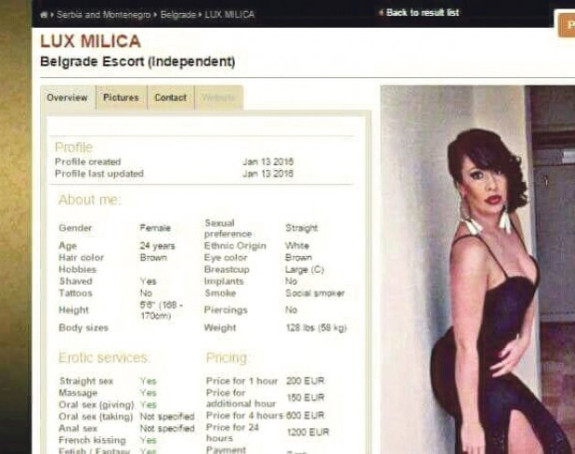 Profesorica na sajtu elitne prostitucije