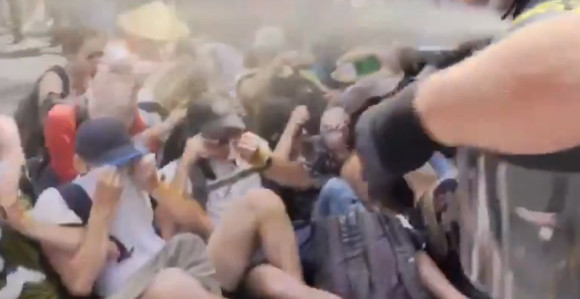 Biber sprejom na pariske aktiviste  