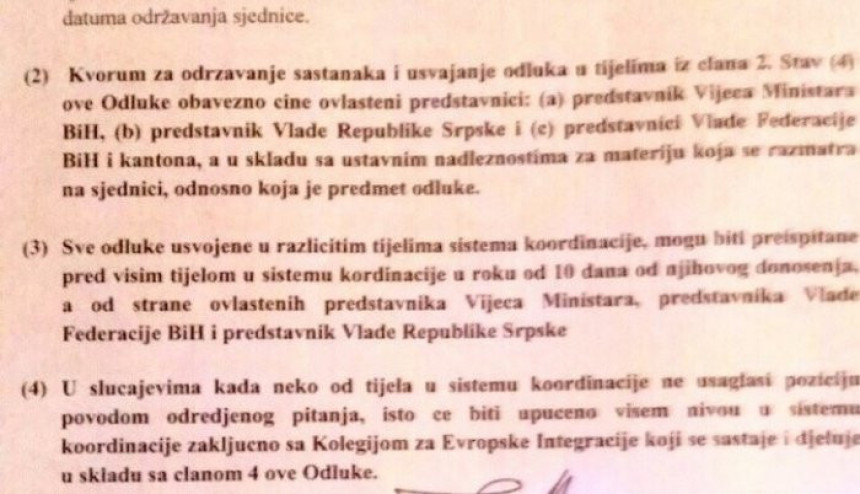 Детаљи споразума Изетбеговића и Додика о механизму координације 