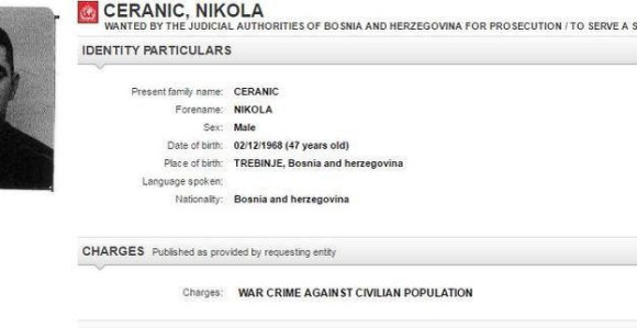 Ćeranić uhapšen zbog ratnog zločina
